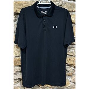 Men’s Under Armour Black Performance Polo Loose Fit Shirt Size Large